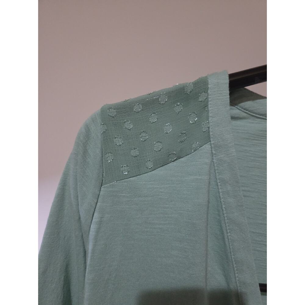 Logo Lori Goldstein PS Mint Green Knit Cardigan Clip Dot Trim A694674 NWOT - Picture 3 of 9
